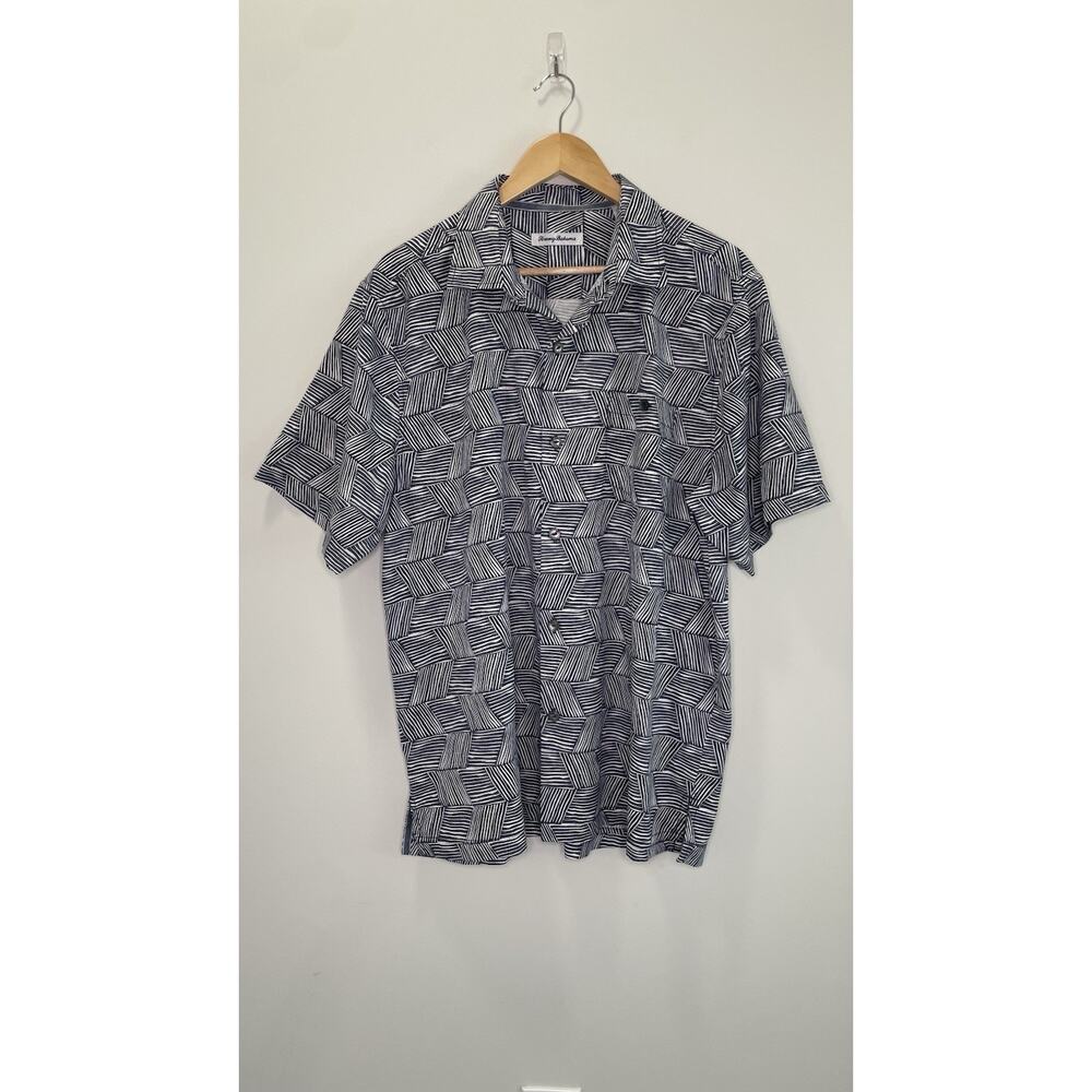 Tommy Bahama Silk Shirt Coastal Beach Button IslandZone Coolmax Mens Large